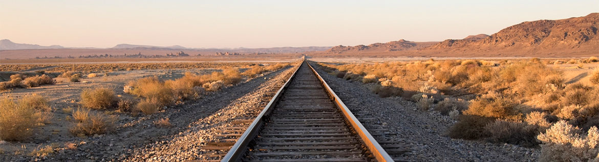 railroad track in a desert