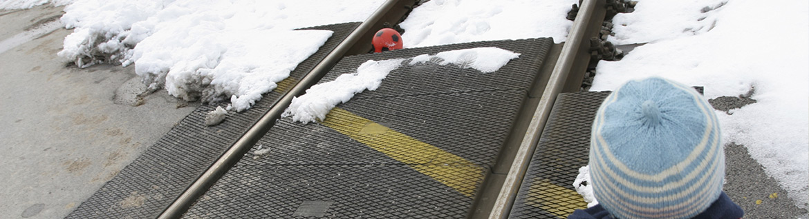 ice on railroad tracks